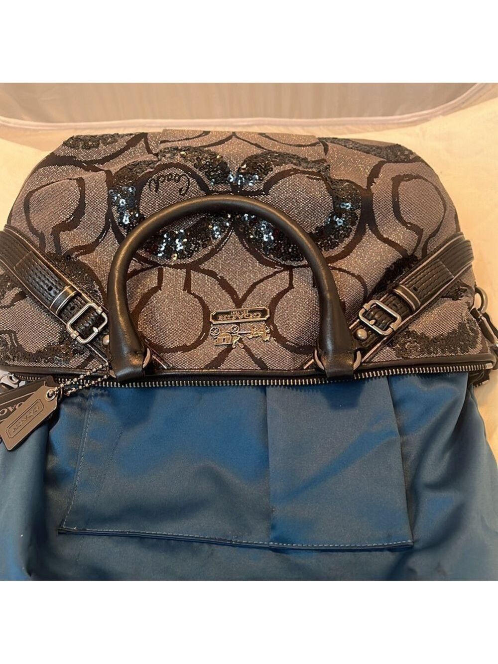 Coach Madison Signature Op Art Sophia Satchel - Picture 12 of 13
